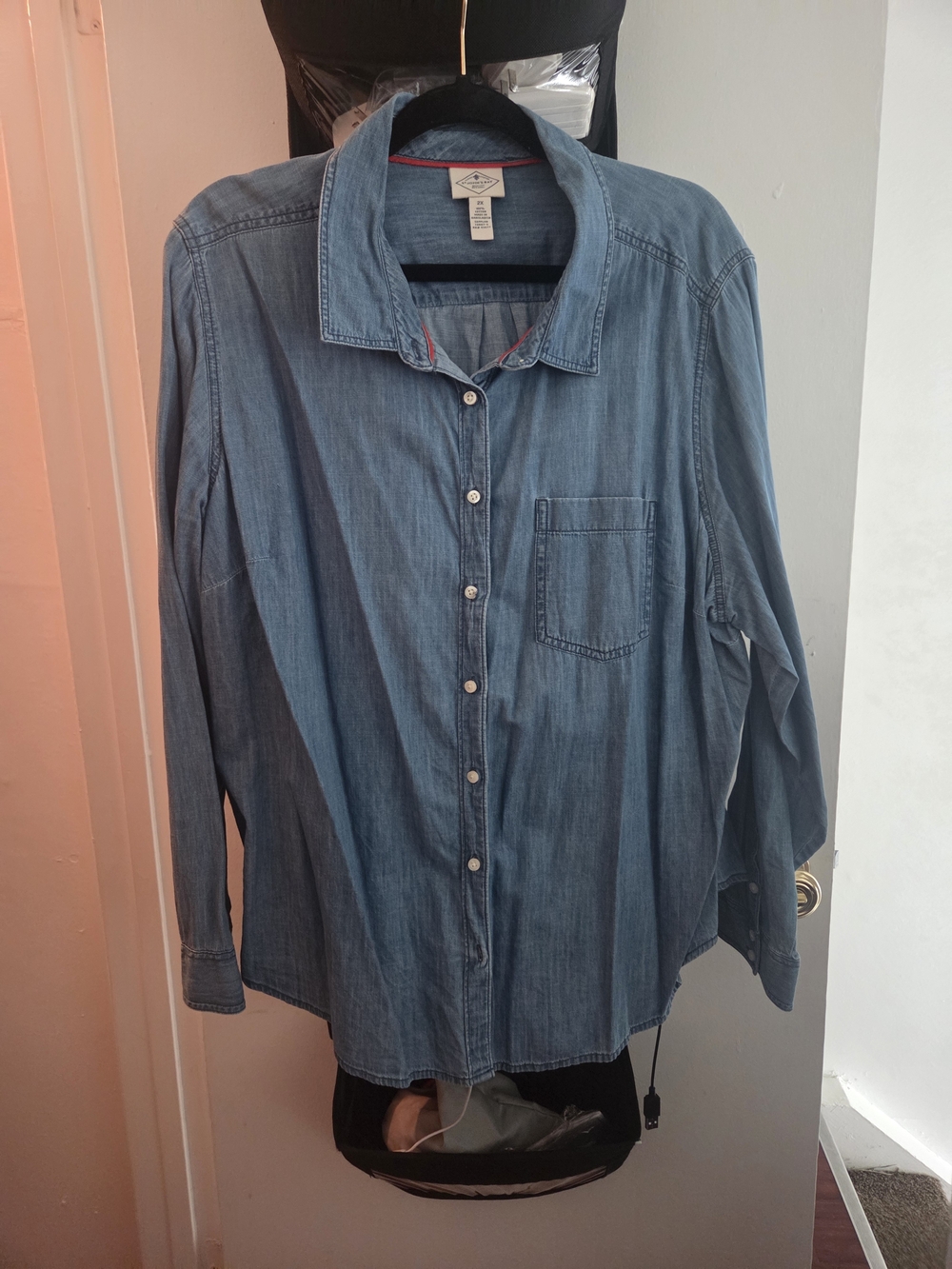 Blue Denim Button-Up Shirt - Casual Collared Shirt